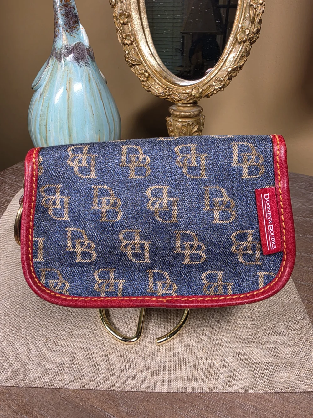 Dooney & Bourke Y2K Denim Monogram Barrel Bag & Pouch Set (Combine Retail $495)